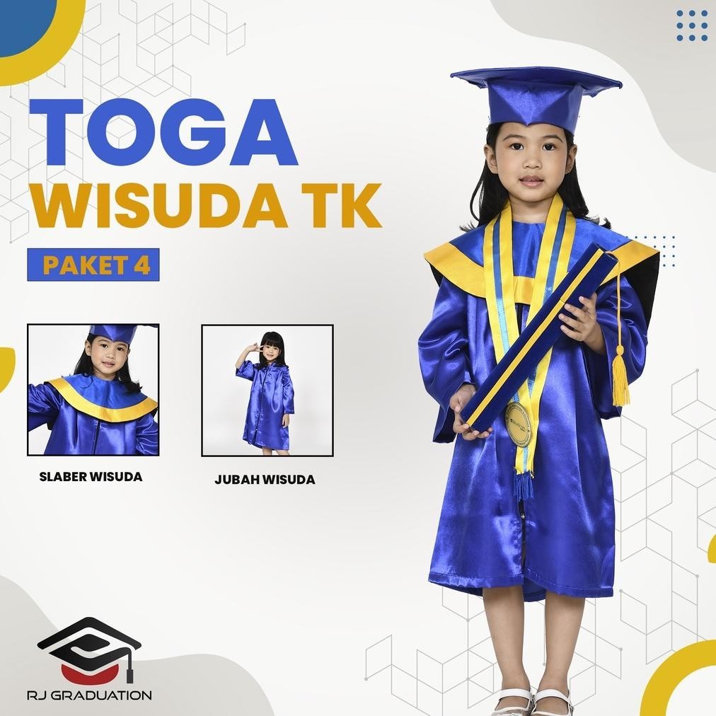 

er-6 Paket Toga Wisuda Anak Toga TK Wisuda Paud Slaber dan Jubah anak warna warni Termurah