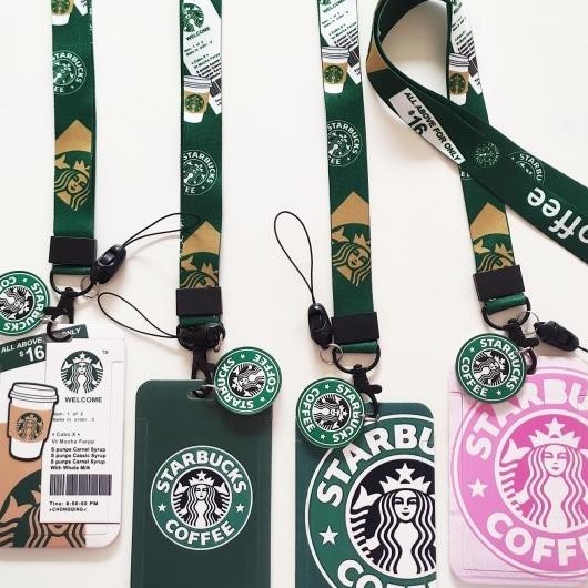 

Id Card Holder Name Tag Lanyard / Kalung Kartu Logo Starbus Coffee