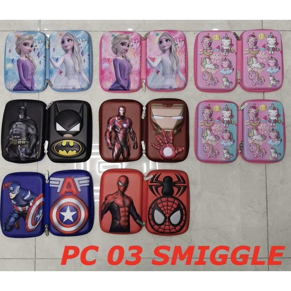 

Pencil Case SMIGGLE Karakter Emboss 6D / Tempat Pensil Anak LOL Unicorn Spiderman Little Pony