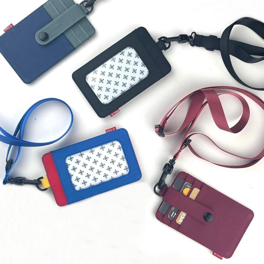 

ID card holder dompet gantung name tag kartu lanyard kain polos philo