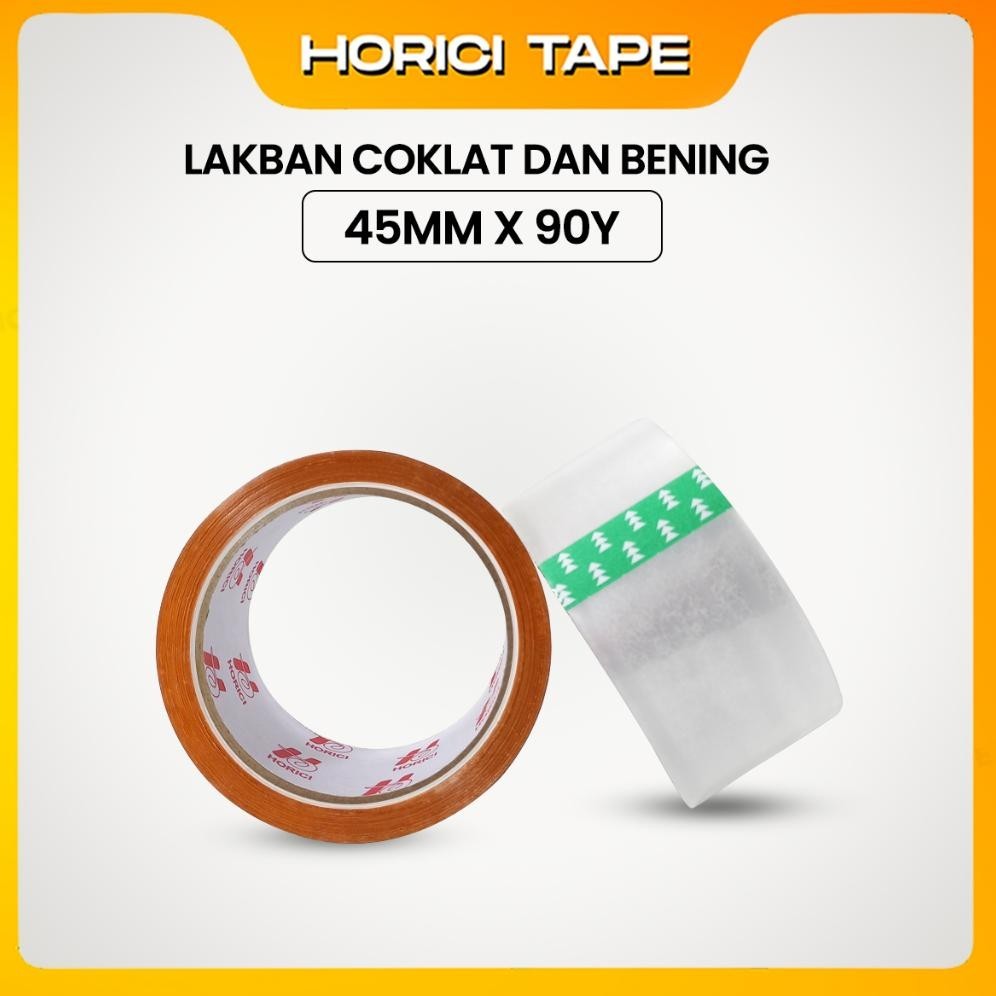 

re-65 1 DUS ISI 72 PCS HORICI TAPE ASLI MURAH SUPER CLEAR 45MM X 90Y LAKBAN BENING DAN COKLAT Hemat