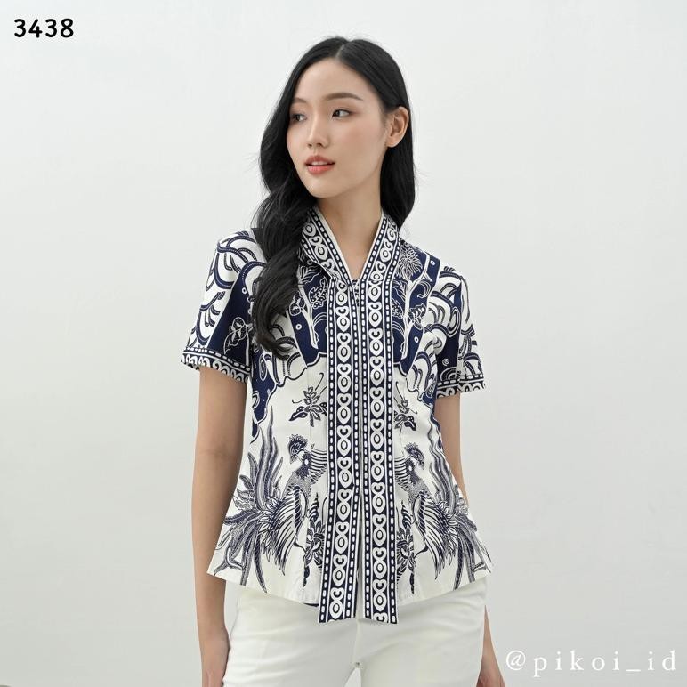 Baju batik wanita / atasan batik cewek / seragam batik kantor / blouse katun batik modern 292 pendek