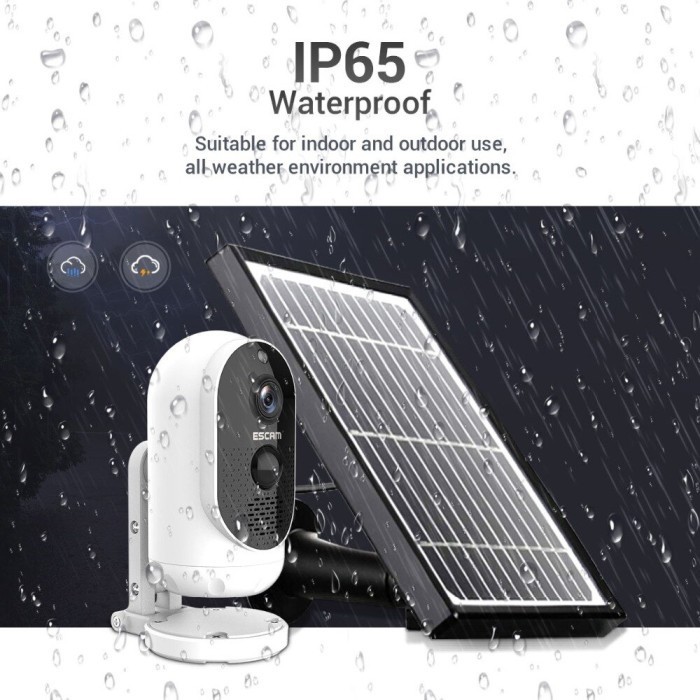 Kamera Keamanan ESCAM G12 1080P WiFi dengan Panel Surya dan Visi Malam 10m