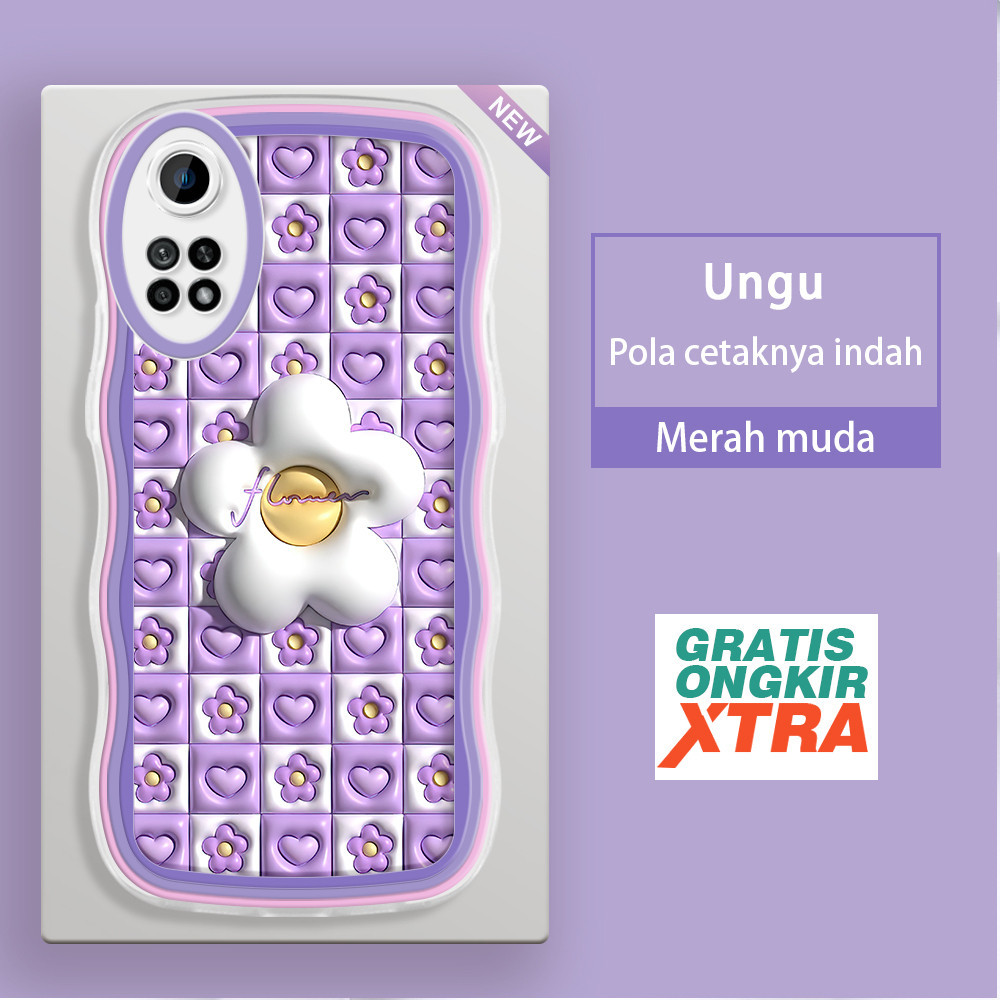 jinsouwe Infinix Note 8 11 12i 30 40 Pro PLUS hot 20s 30i 30  Casing Ponsel  Pola ungu Bunga-bunga 3