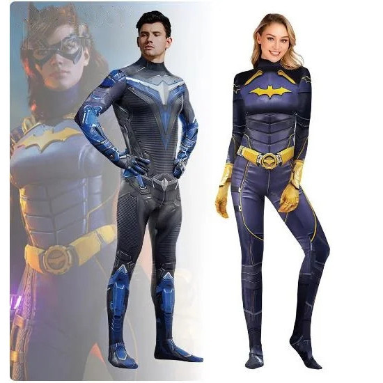 Halloween Carnival Party Zentai Suit Knights Hero Nightwing Cosplay Robin Costume Jumpsuit Batgirl B