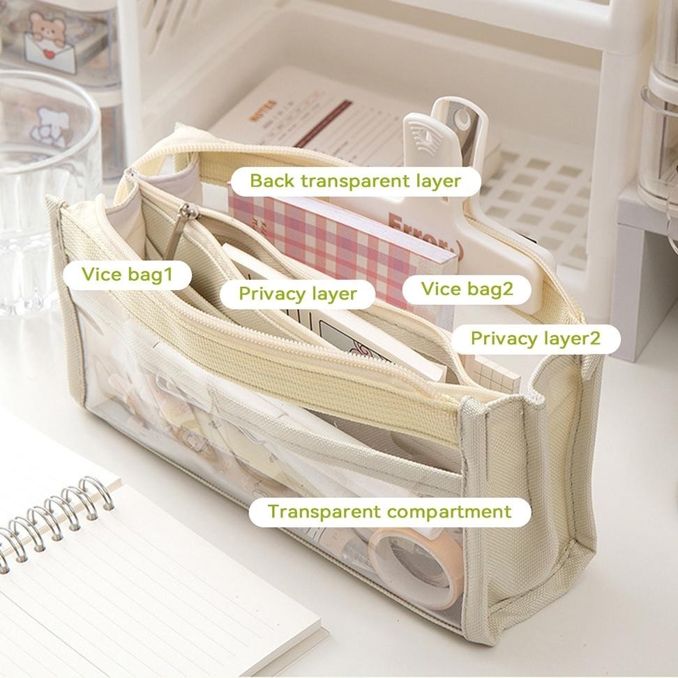 

Diskon Toko 4/6 Layers Transparent Large Capacity Pencil Case Bag Pen Pouch Pvc Waterproof Organizer Durable Holder Soft Touch For Students Girls School Office Supplies Stationery Sale