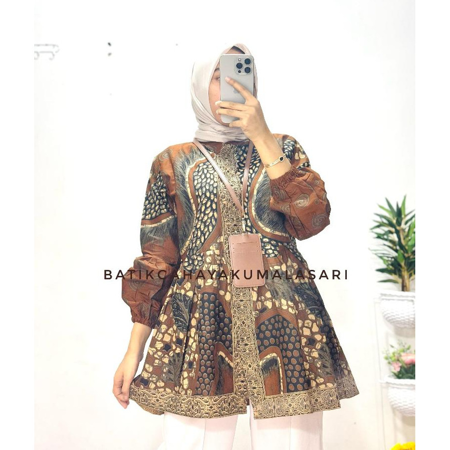 Blouse Lengan Panjang Kemeja Bajukerah Trendy Cewek Dewasa Kamejawanita Lengan Balon Modern Polos Ke