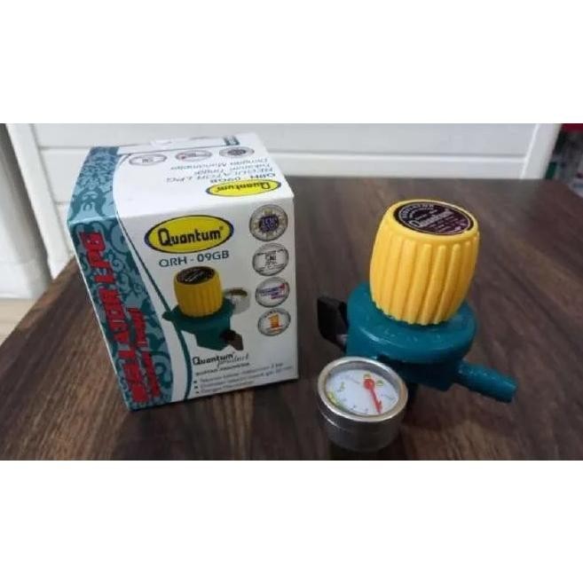 Original Regulator Gas Quantum Meter Qrh-09+Selang Gas 2 Meter+Klem Selang Gas Regulator Quantum Hig