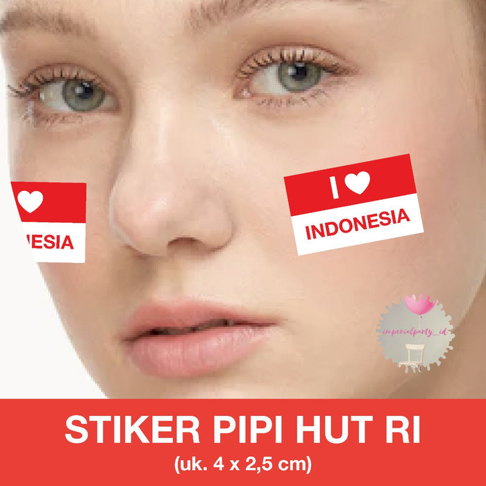 

@=@=@=@=] Sticker Stiker Tempelan Pipi Merah Putih Bendera I Love Indonesia