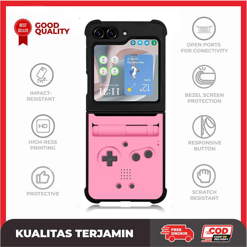 Case Casing Custom Samsung Z Flip 6 5 4 3 , Z Fold 6 5 4 3 5G Pink Gameboy AE3179 Hardcase A13