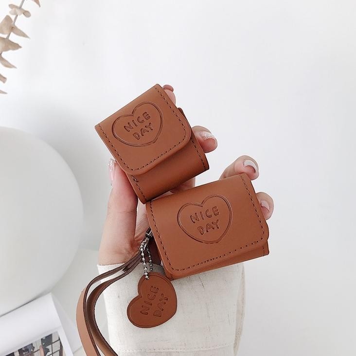 (DISKON) Airpods 1 2 3 PRO / Inpods 12 Leather Brown Pouch Casing