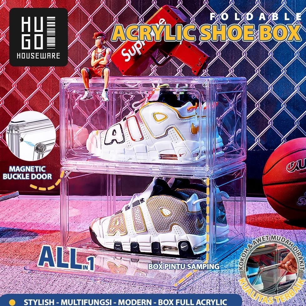 Kotak Sepatu Akrilik Transparan Bening Kotak Sepatu Premium Ukuran Besar Tempat Penyimpanan Sepatu R