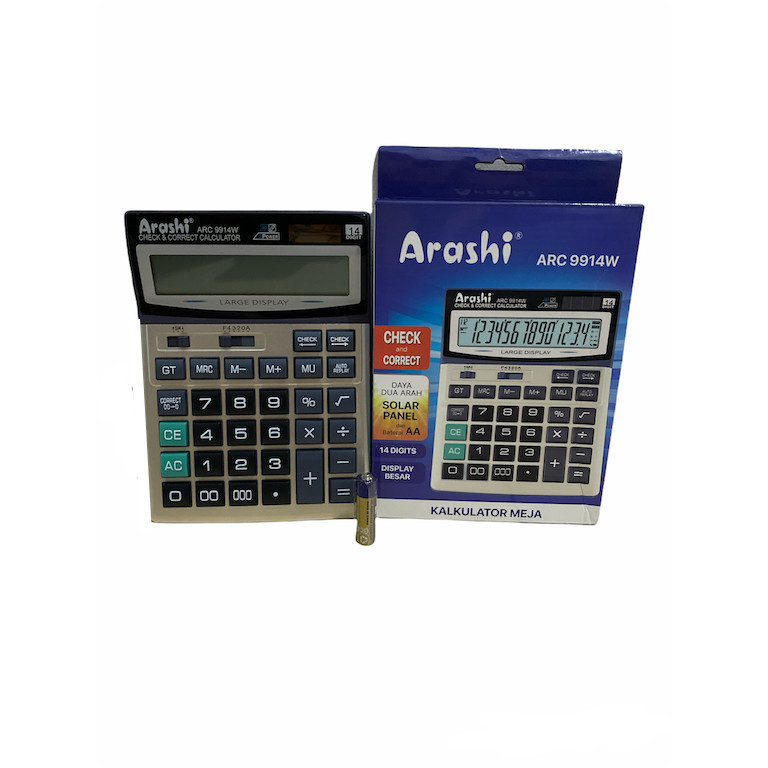 

Ready Arashi Kalkulator Calculator ARC 9914W 14 Digit Layar Besar ORIGINAL