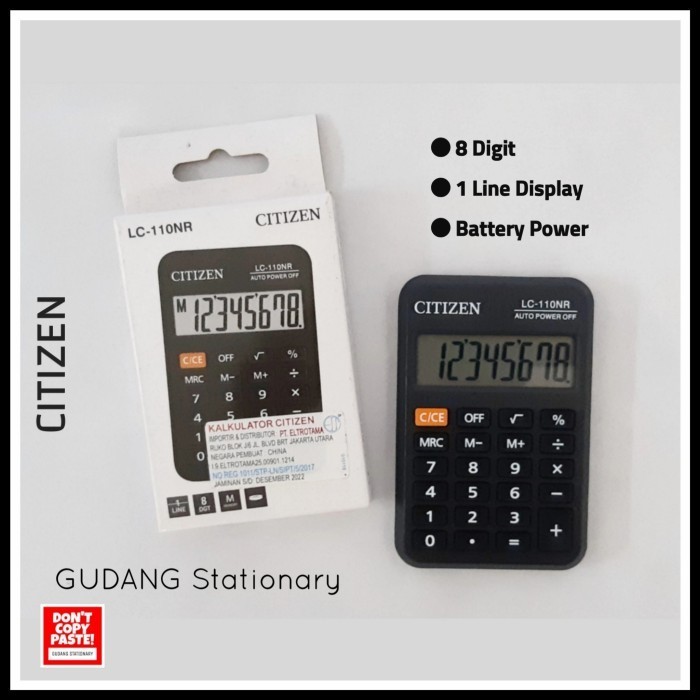 

Ready Kalkulator Saku CITIZEN LC-110NR