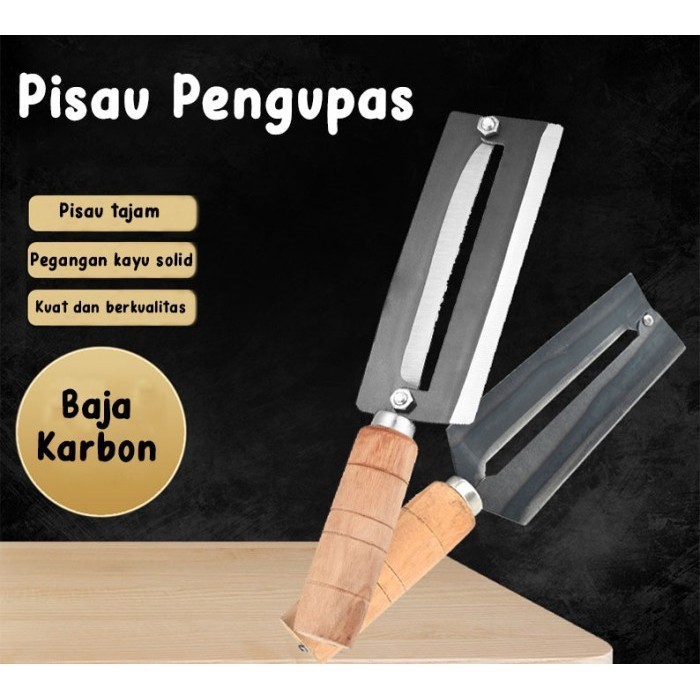 Pisau/Peeler Kupas Kulit Nanas Tebu Pemotong Keripik Tempe Baja Karbon