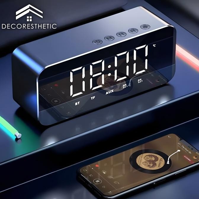 

Jam Meja Digital Bluetooth Speaker Rechargeable Minimalis Multifungsi CM