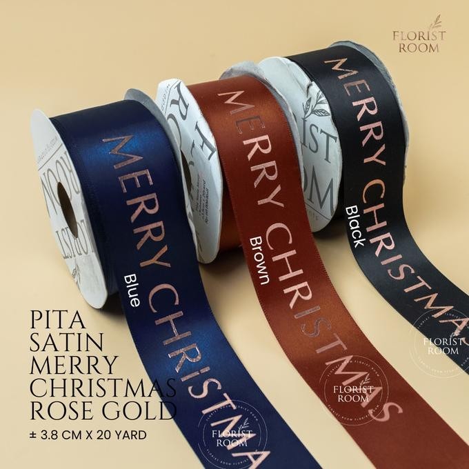 

Pita Satin Merry Christmas Rose Gold 3.8cm x 20yard