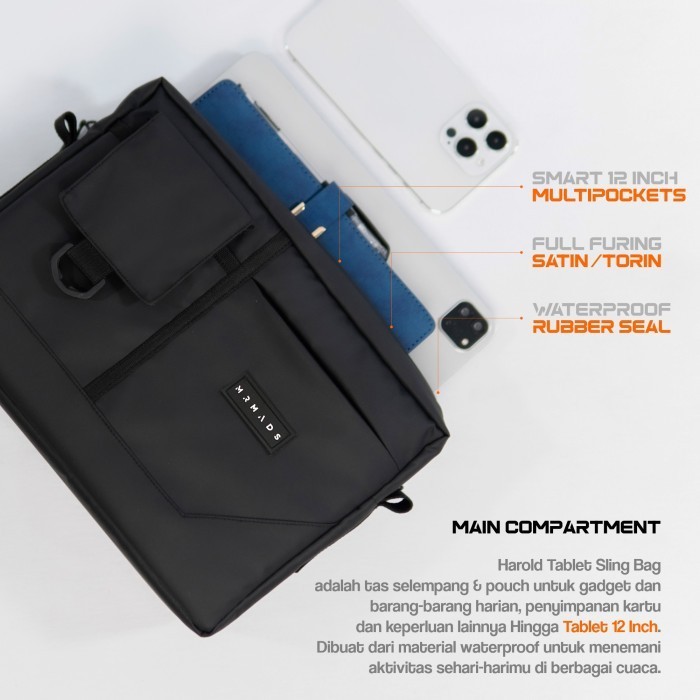 Mr Mads - Harold Tas Tablet 12 Inch - Tas Selempang Sling Bag Anti Air