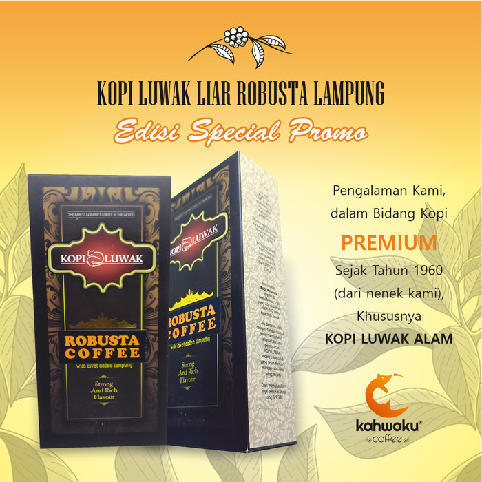 

Secrenada - Kopi Luwak Asli Wild Luwak Robusta Lampung 100 Gram Whole Bean Bubuk