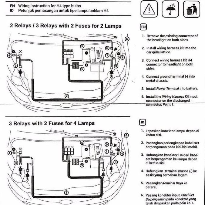 Kabel Relay Set Untuk Lampu H4 All Mobil - Hella 3 Relay Original
