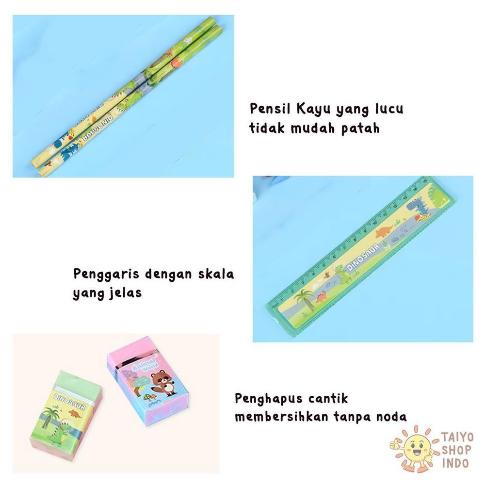 

tru-63 TAIYO Alat Tulis Set Anak 7in1 Karakter Stationery Kotak Pensil Perlengkapan Sekolah Bingkisan Premium