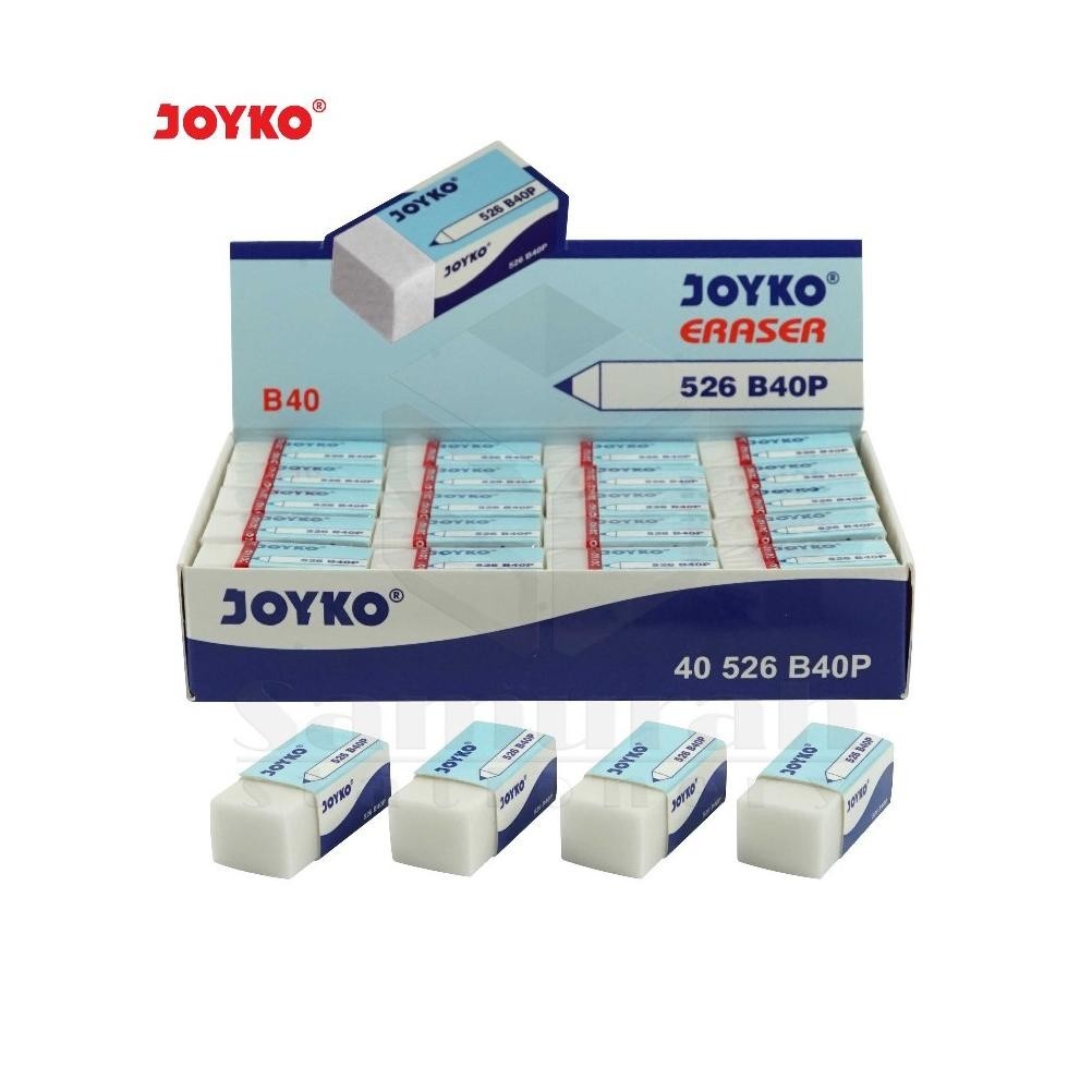 

er-6 Penghapus Pensil Joyko B 40 Kecil isi 40 Pcs / Eraser B40 BL Hitam / Stip Pencil B40 P Putih Hitam ( 1 Pak ) Terlaris