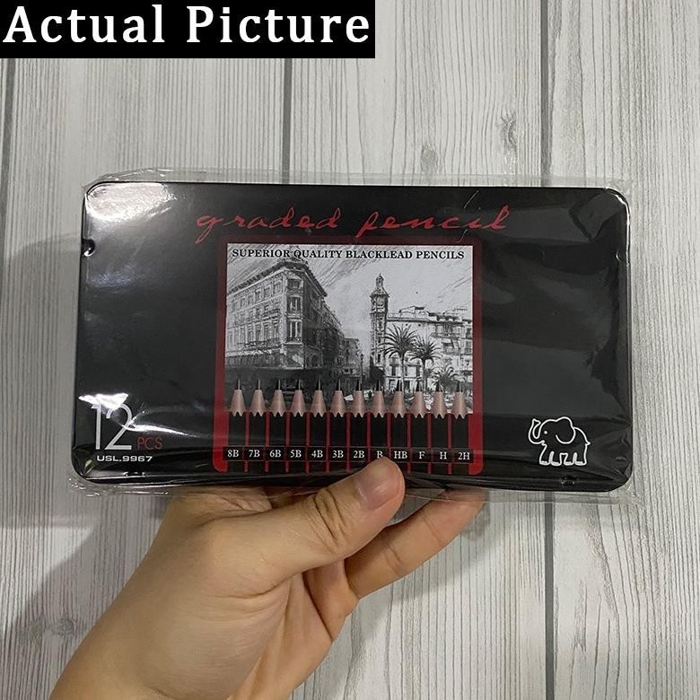 

uj-32 12 pcs Pensil gambar sketsa set lengkap 2H H F B HB 2B 3B 4B 5B 6B 7B 8B Charcoal Pencils Set Terlaris