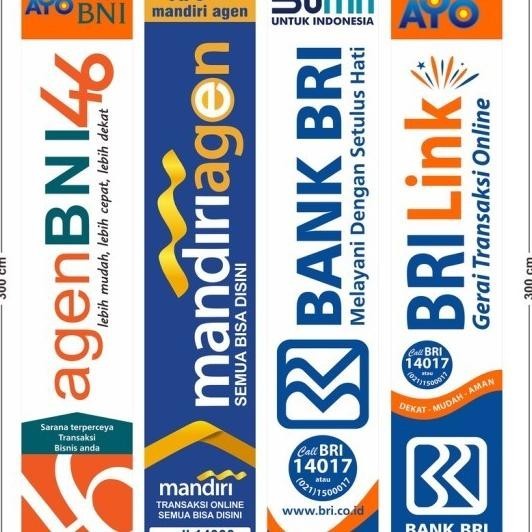 Umbul-Umbul Agen Bank Bni Mandiri Bri Brilink Bca Bsi Btn Spanduk Kain