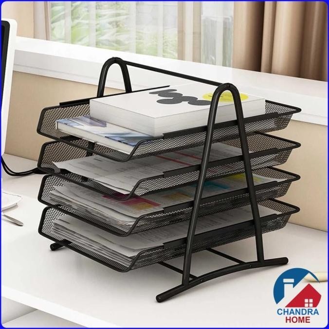 

TERBARU - Rak Meja Rak Dokumen Kertas File Sebaguna - 4 tier document tray Latte