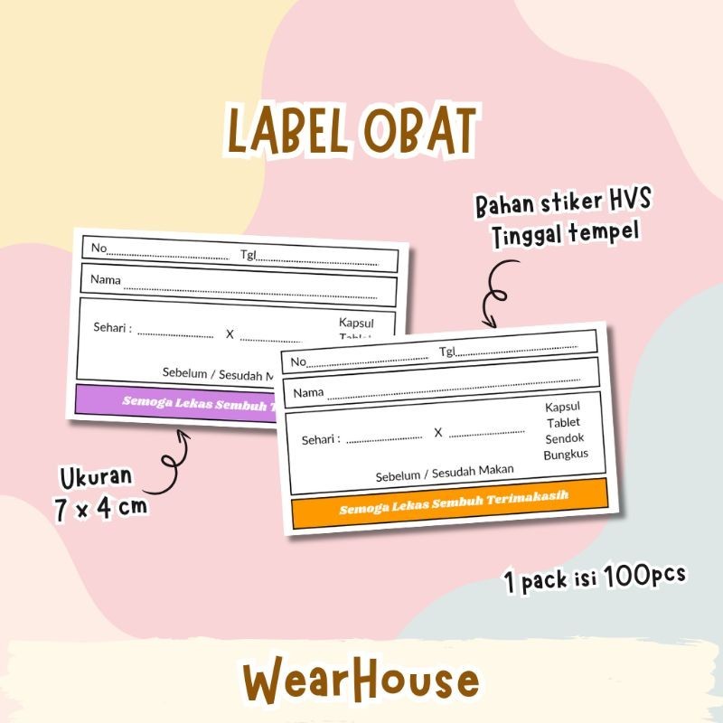 

100PCS STIKER LABEL OBAT / ETIKET OBAT / STIKER LABEL / STIKER OBAT / LABEL OBAT