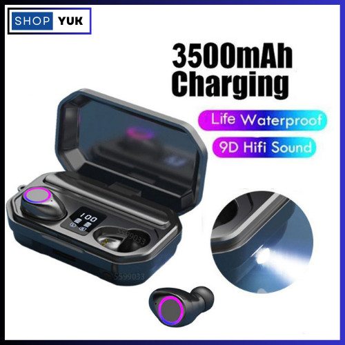 SHOPYUK QJ Earphone TWS Bluetooth 5.0 Charging Case Flashlight 3500mAh