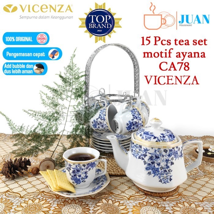 Tea Set Keramik Teko + Rak Vicenza / Coffee Set Motif Gemini Cr-90