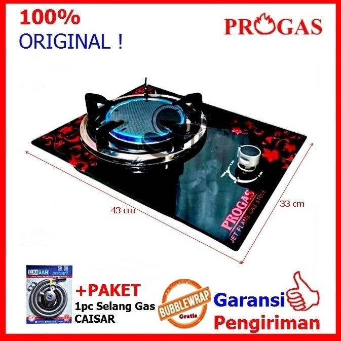 KOMPOR GAS 1 TUNGKU KOMPOR KACA TANAM/DUDUK BARA/INFRARED PROGAS BARA