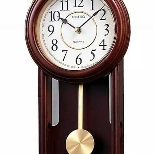 Jam Dinding Seiko Kayu Bandul Japan Qxc105B Qxc105 Brown