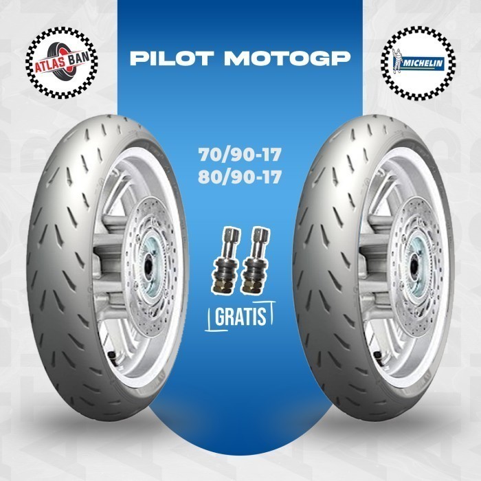 Paket Ban Motor Bebek MICHELIN PILOT MOTO GP 70/90 - 80/90 Ring 17 Tubeless (FREE WRAPPING & PENTIL)