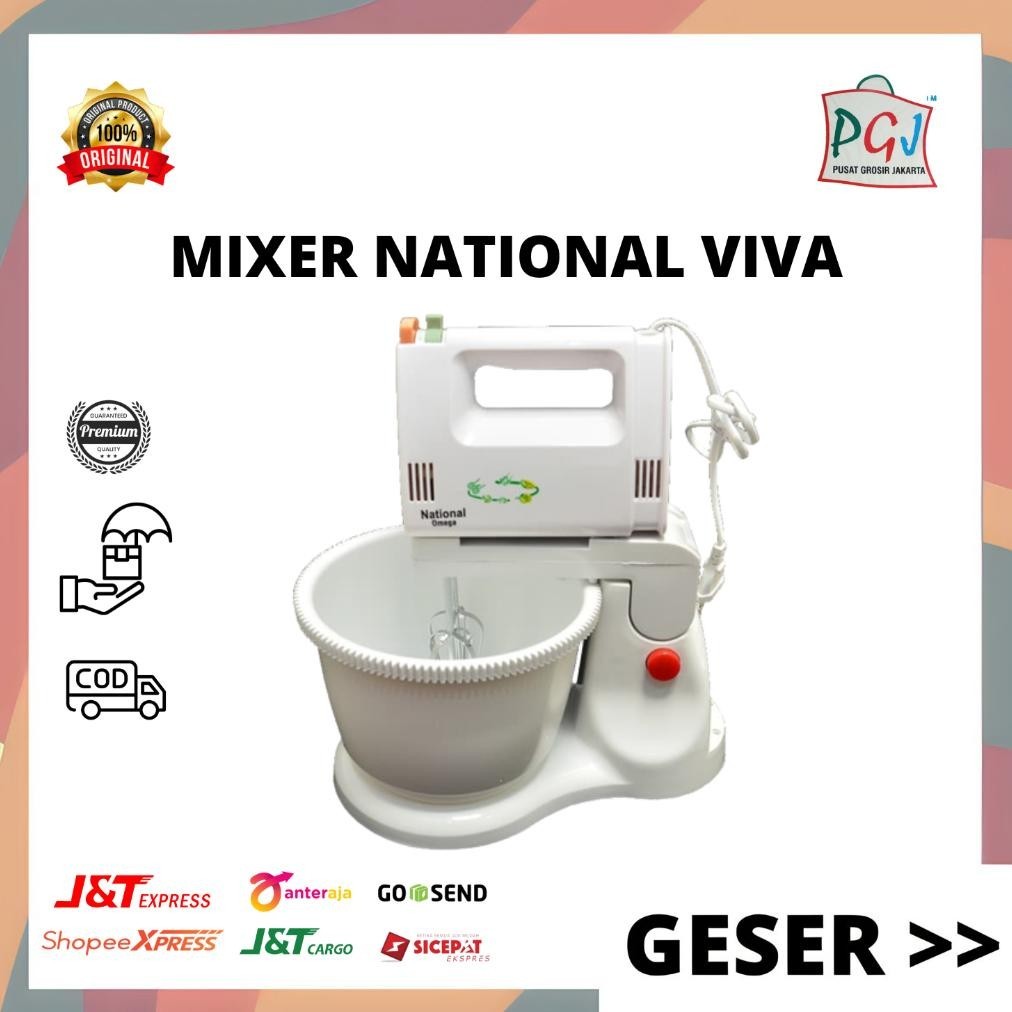 BDF PGJ - Mixer National Omega Viva / Mixer Tangan Dudukan Dengan Wadah Mangkuk / Pengocok Adonan Te