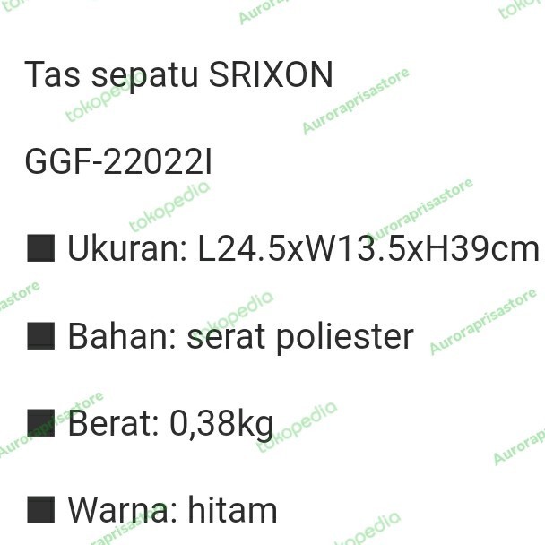 Nat Tas Golf Srixon Shoe Bag Srixon Black Original