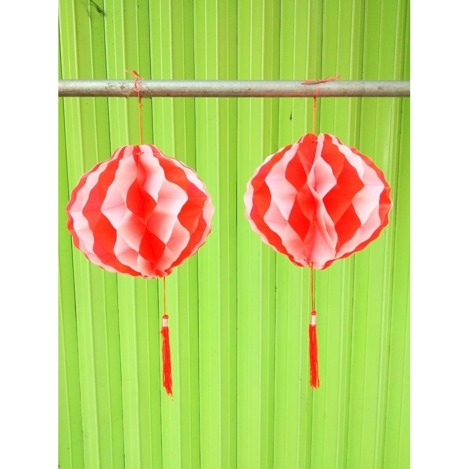 Produk Unggulan] Grosir bendera Indonesia merah putih lampion kertas 15 cm dapat 2 pcs