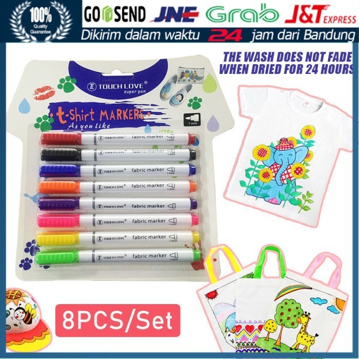 

$$$$] 8Pc Spidol Kain Permanen Decor Textile Marker Baju Fabric Shirt Marker