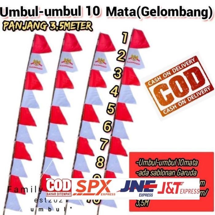 Termurah Umbul-Umbul 10Mata(Gelombang) / Merah-Putih / Bendera Umbul-Umbul Cuci Gudang