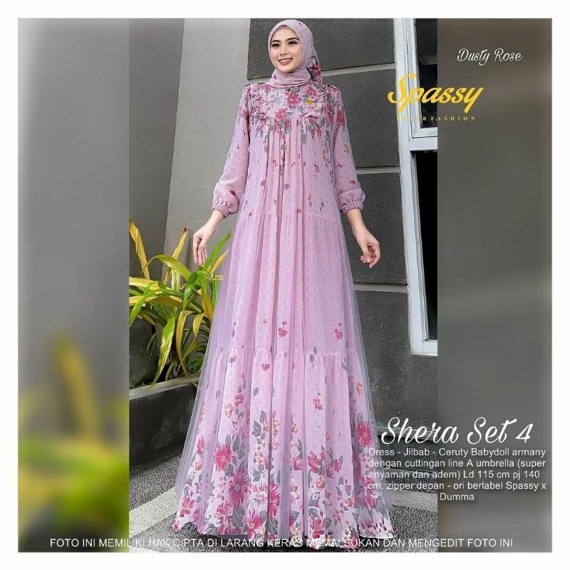 GAMIS PESTA MEWAH ELEGAN SHERRA SET HIJAB / GROSIR BUSANA SURABAYA / TERMURAH / TERLARIS / COD BAYAR