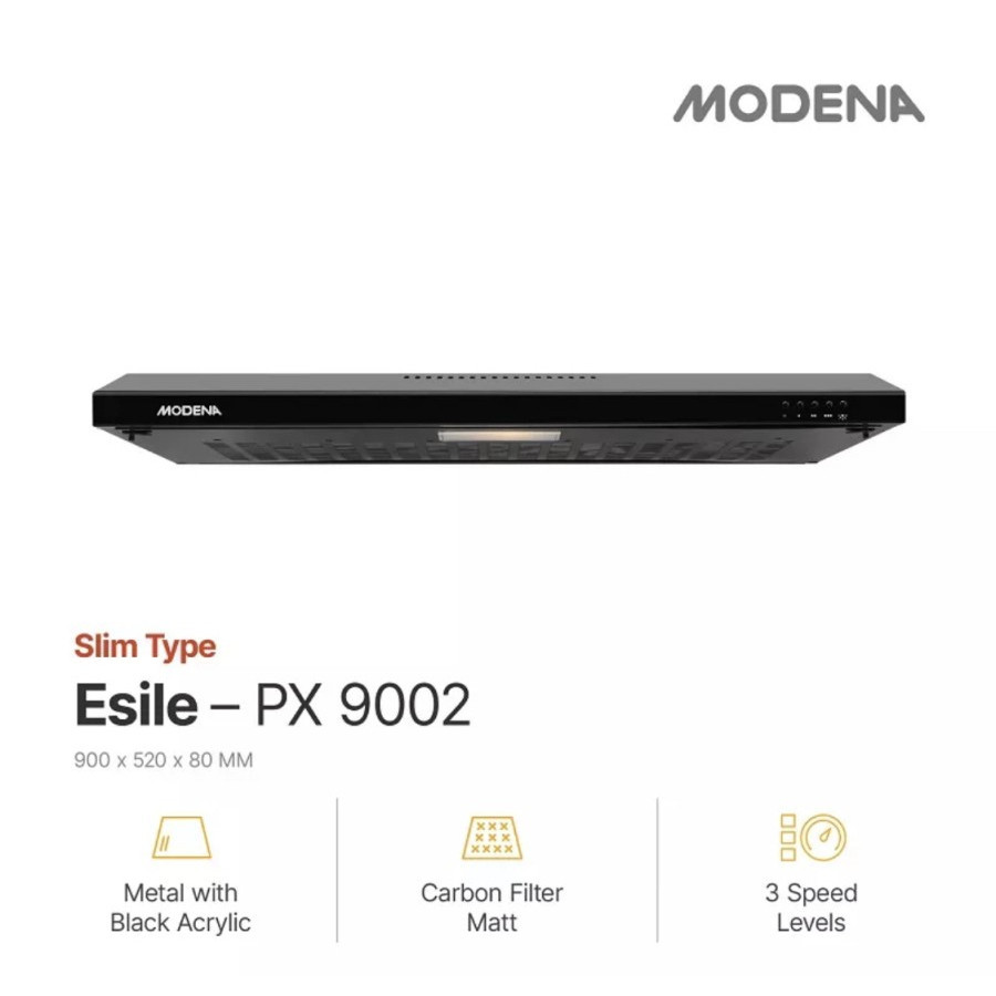 Cooker Hood Modena PX 9002 - Slim Hood Modena Tudung Hisap PX-9002