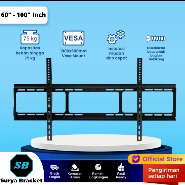 Bracket TV Breket TV LED LCD 60 65 70 75 80 100 Inch Wall Mount