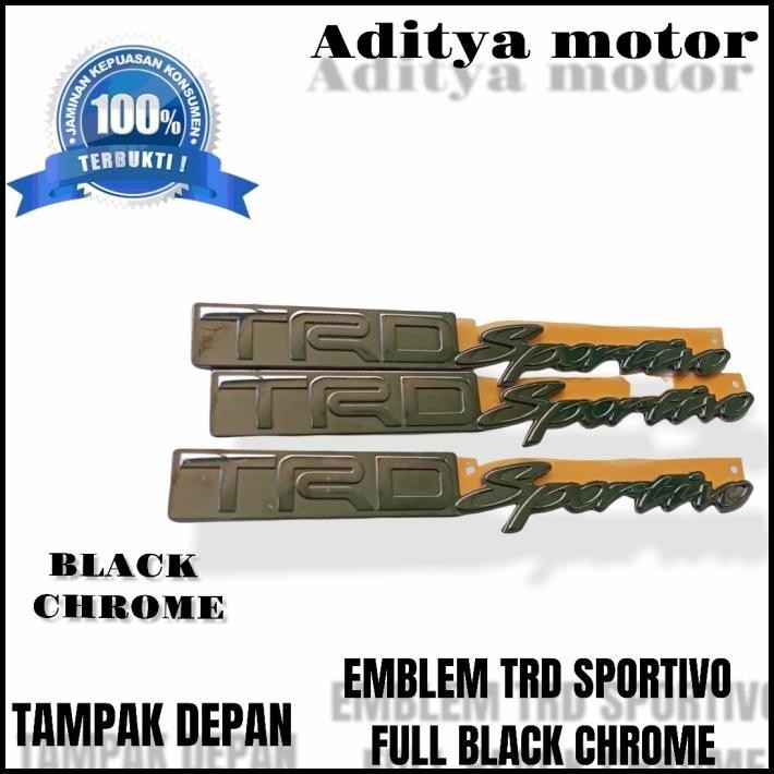 DISKON EMBLEM TRD SPORTIVO BLACK CHROME TULISAN TRD SPORTIVO BLACK CHROME ORI 