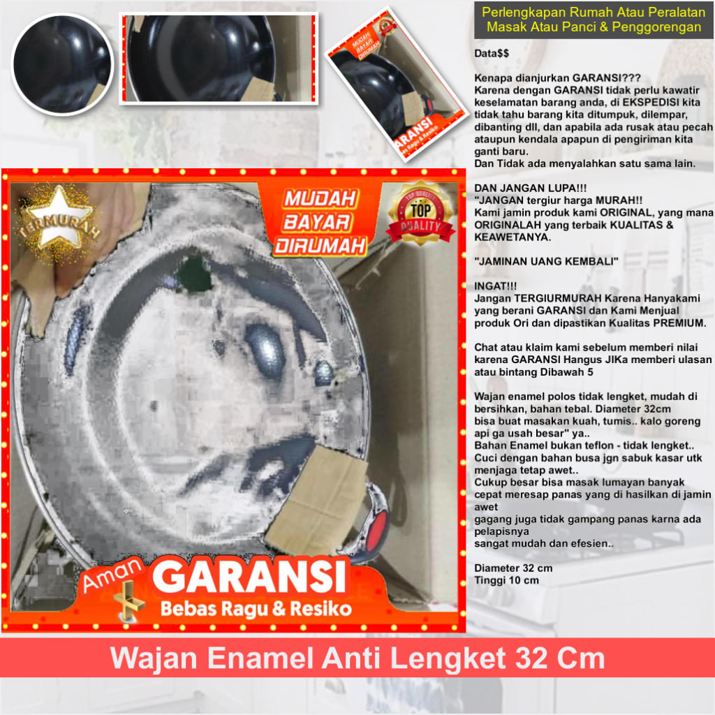 Wajan enamel anti lengket 32 cm