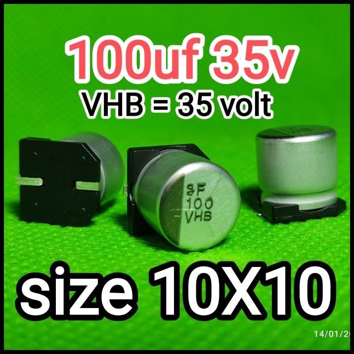 TERMURAH SOLID KAPASITOR CAPASITOR ELKO ELCO SMD 100UF 35V 100 UF 35VOLT 10X10 !