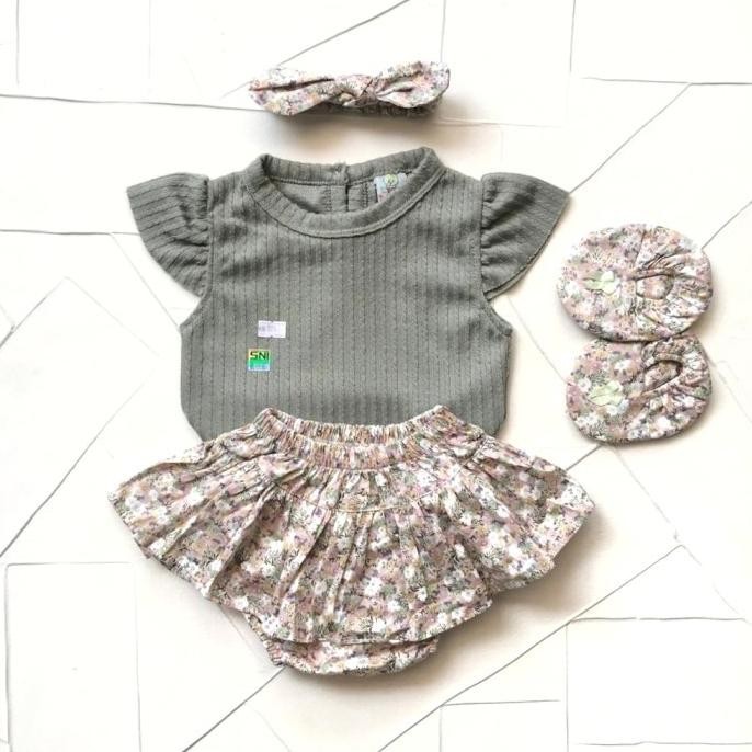 Baju Anak Bayi Perempuan Setelan Celana 0 6 bulan prisket set sepatu