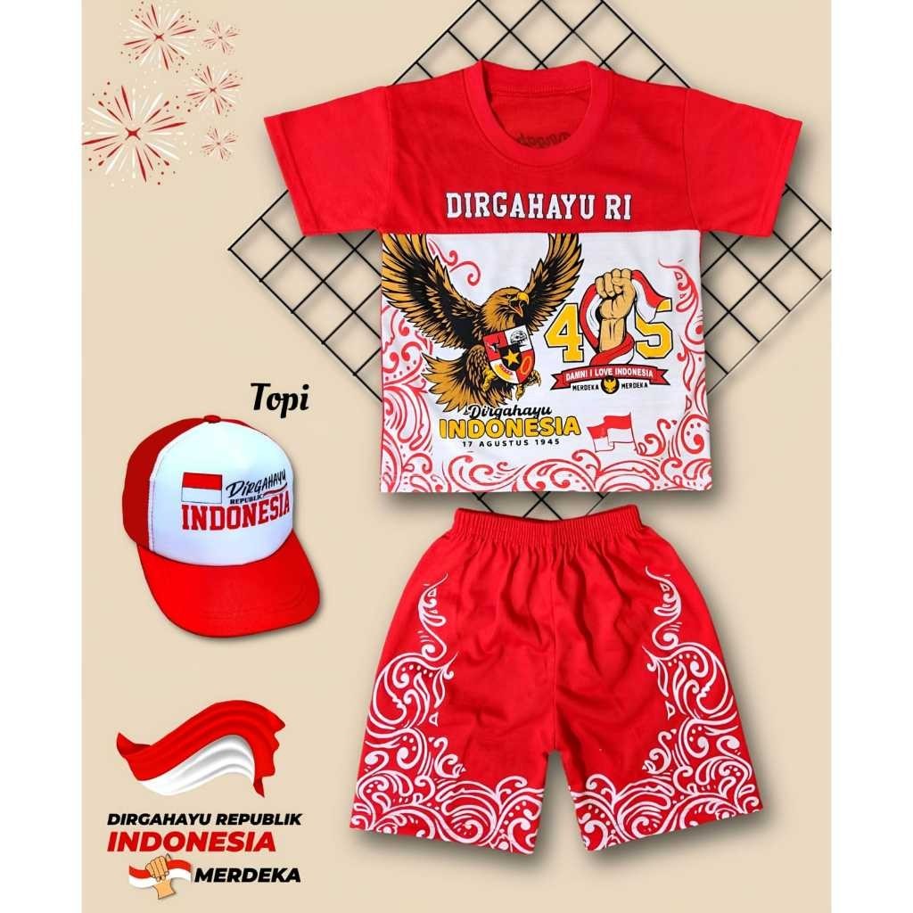 Setelan Kemerdekaan Anak Baju 17An Laki Cewek 2 6 9 Tahun 3 Oneset 17Agustusan Prmpuan 1 5 7 Thn Ser