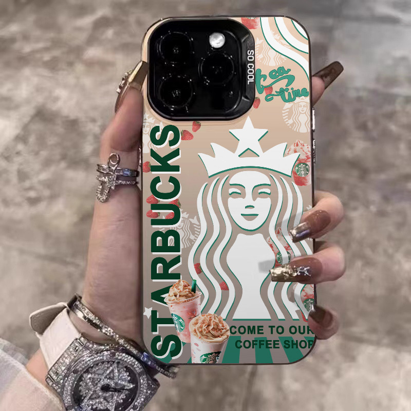 Starbucks Coffee White Case iPhone 11 12 13 14 15 Pro Max Casing 7+ 8 Plus XS X XR Luxury Shockproof