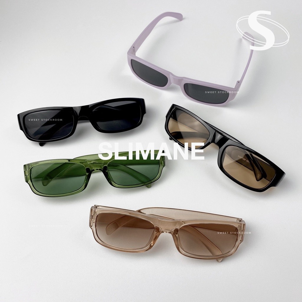 Sweet Stockroom | SLIMANE (Kacamata Sunglasses Hitam Frame Rectangle Lensa Anti Radiasi UV)